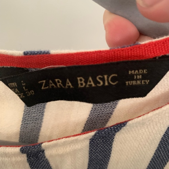 Zara Basic white and blue stripe dress, size large - Picture 2 of 4